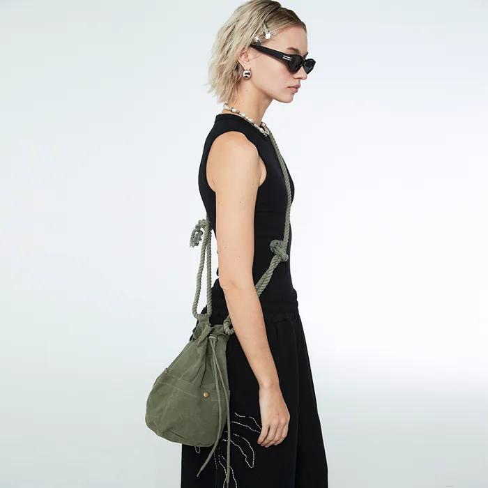 Waxed Cotton Hippie Bag Khaki