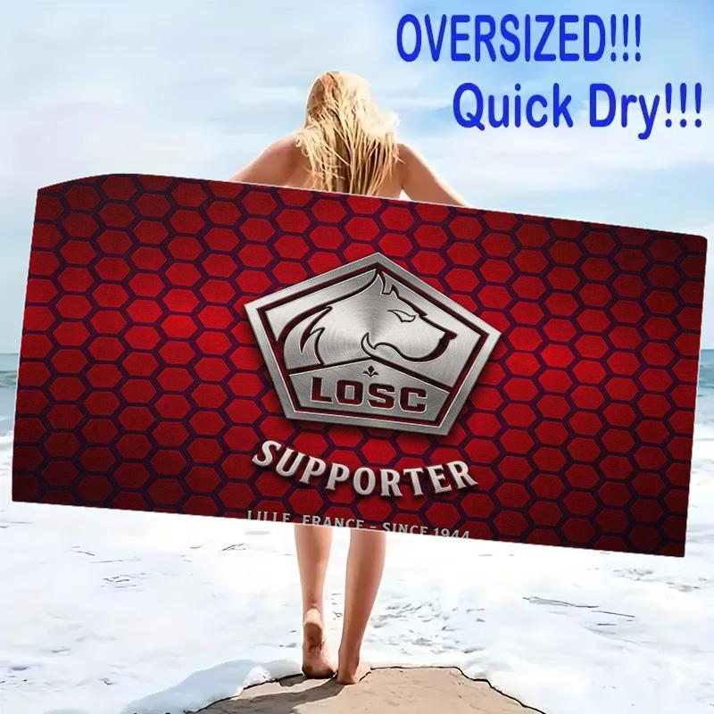 Lille OSC Print Beach Towel, Large Soft Quick Dry Towel for Beach Camping Swimming