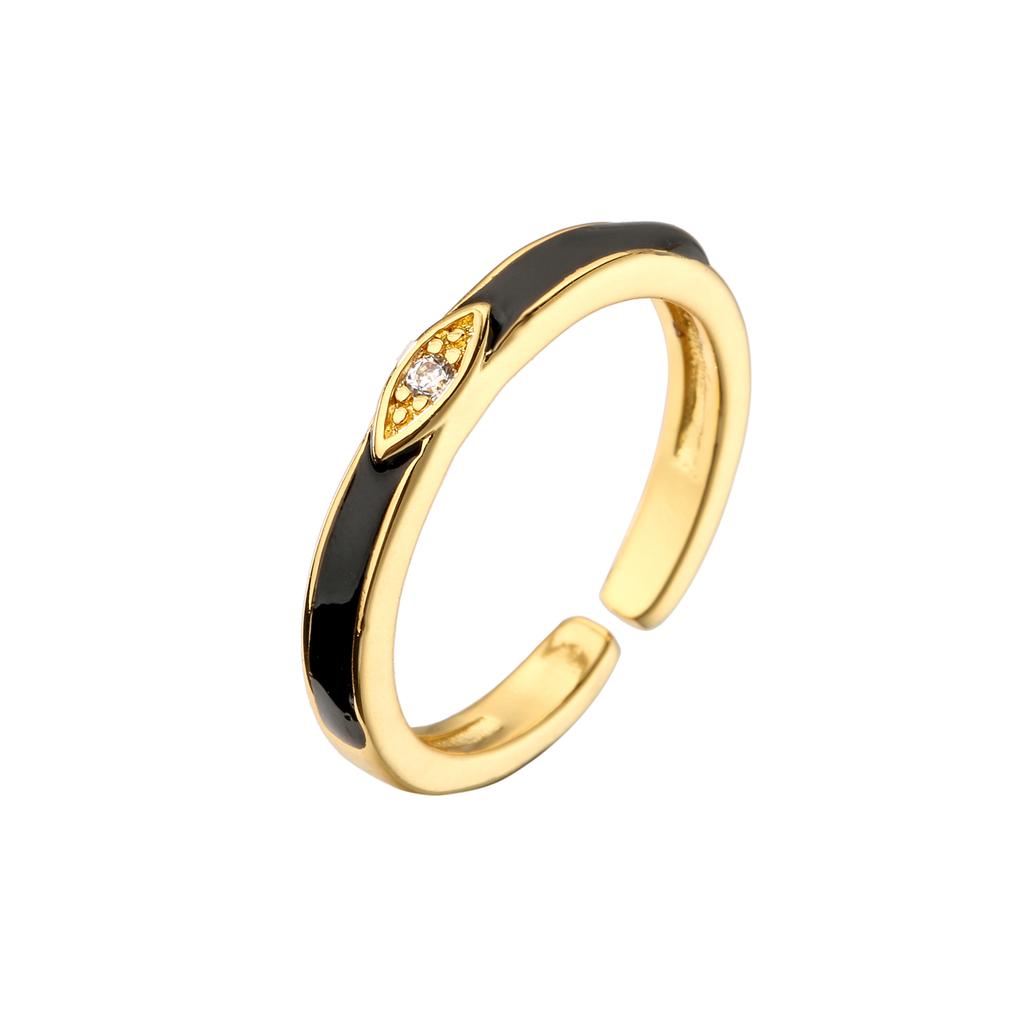 Women Gold Plated Dripping Oil Ring Micro Inlaid Zircon Adjustable Enamel Eternity Band