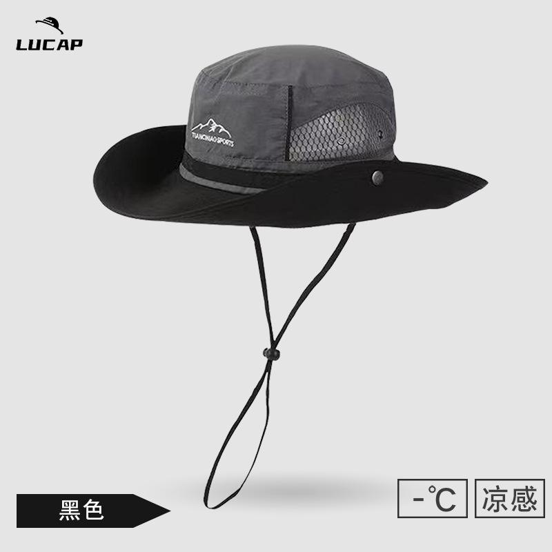 

Outdoor quick-drying bucket hat color matching mesh breathable sports mountaineering camping anti-ultraviolet waterproof sunshade bucket hat One Size чорний