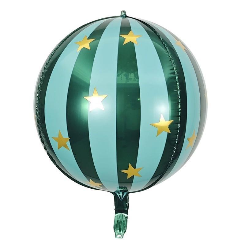 Round Star Striped Foil Balloon 1 Pcs Portable Easy Store Balloon for Family Gathering Birthday Home Decor
