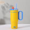 Jumbo Sunset Icebreaker Stainless Steel Thermos with Handle & Straw - Large Capacity, Portable Cold Storage for Outdoors