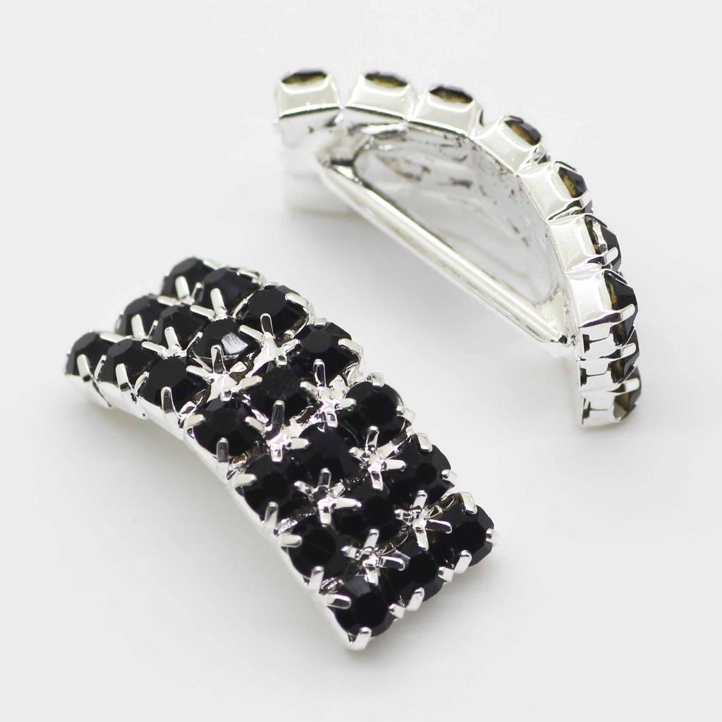 New 10Pcs/set 20mm*8mm Arched Rhinestone Buckles Diamond Buttons Plated Silver Square Invited To the Wedding Ribbon Slider