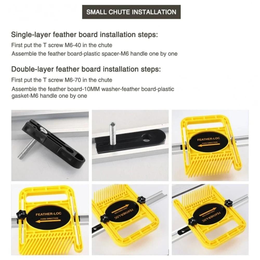 Durable Construction Extended Feather Loc Board Miter Gauge Slot Engraving Operations