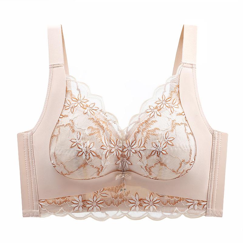 Ultra-thin 1.1CM Adjustment Type, No Steel Ring, Closed Pair of Breasts, Lace Bra Cover Gathered To Prevent Sagging