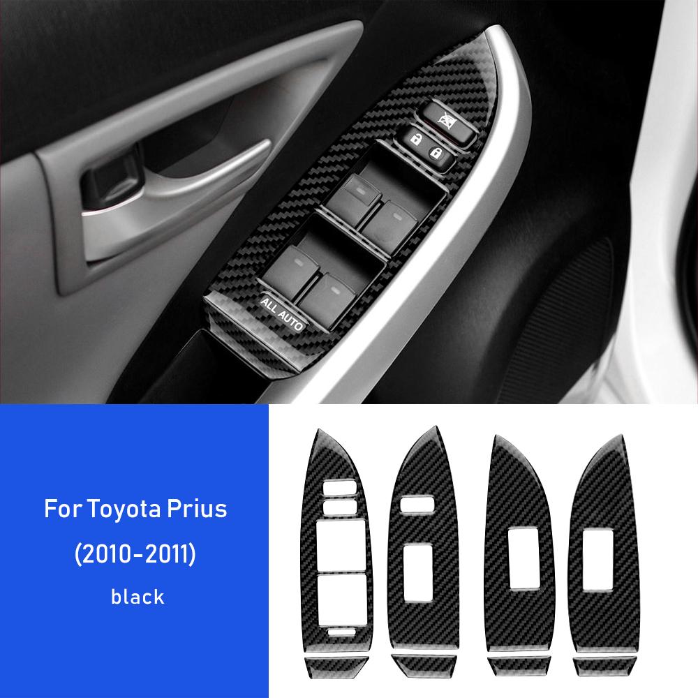 Real Soft Carbon Fiber For Toyota Prius 2010 2011 Door Window Switch Button Interior Trim Panel Car Sticker Accessories.
