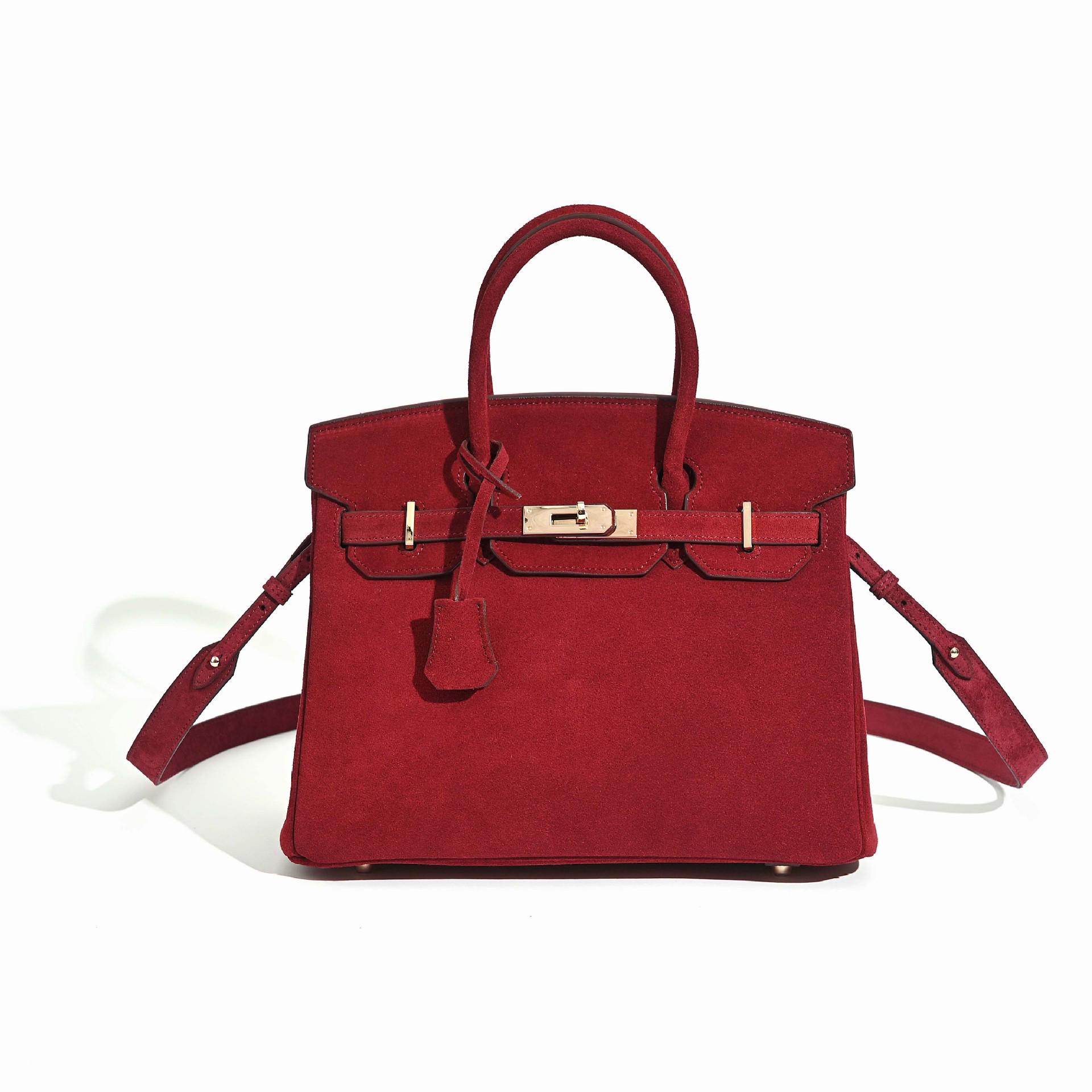 

Женская сумка из натуральной кожи, замши, платиновой расцветки, большой вместимости, на плечо и через плечо, Осень/Зима 2025 30x16x25 cm