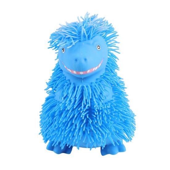 Cartoon Dinosaur Squeeze Toy with Long Hair Glitter Soft TPR Rubber Stress Relief Fidget for Kids Pull-Resistant Visual Stimulation Anxiety Relief