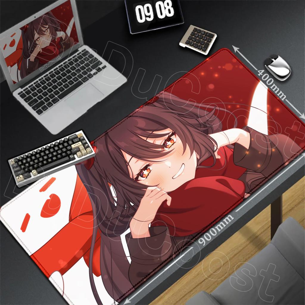 HD Genshin Impact Hu Tao Game Mousepad PC Gaming Accessories Laptop Pad Non-Slip Rubber Soft Edge locking XXL Large Keyboard Mat