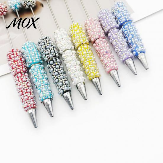 Artistic Writing Tools DIY Beadable Pen, Rhinestone Faux Pearl Ballpoint Fancy Glitter Creative Pen for Crafting, Student Stationery Office