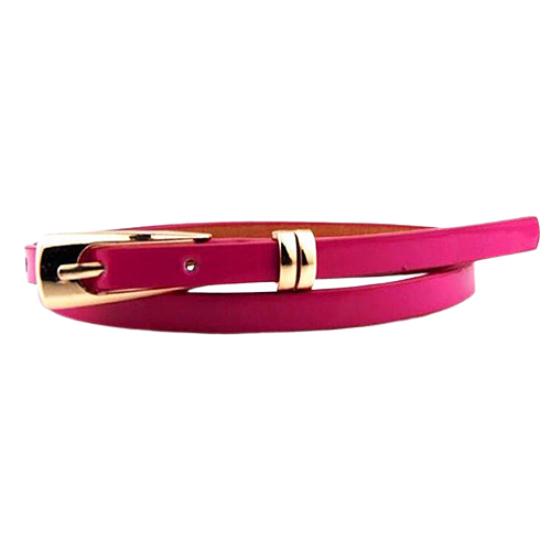 Fashion Women Candy Color Thin Narrow Faux Leather Dress Belt Buckle Waistband