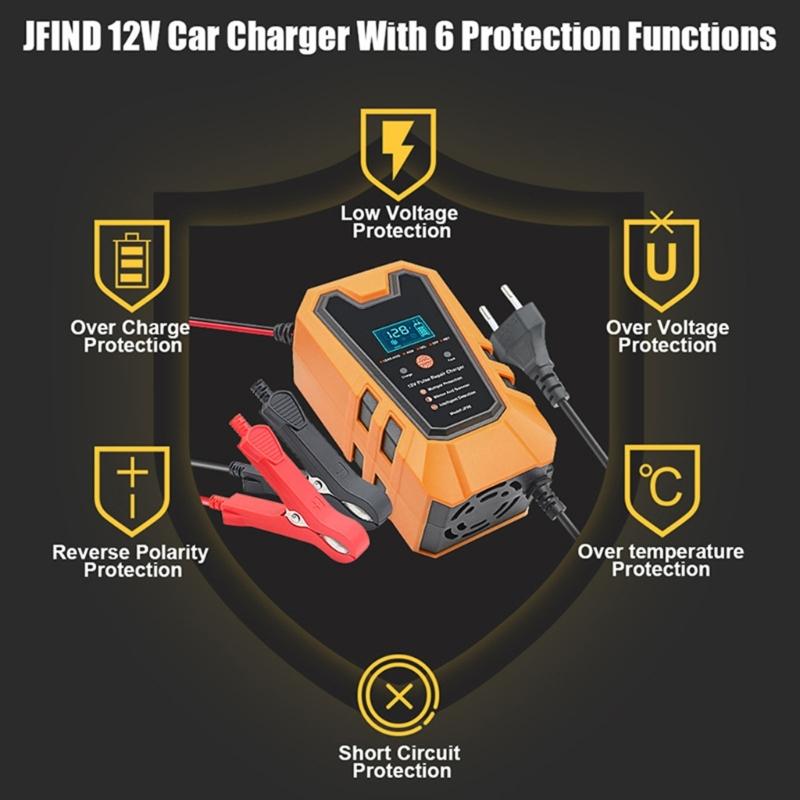 Car Battery Chargers,12V 6A Fully Automatic Battery Chargers Maintainer Trickle Chargers for Car Lead Acid Batteries