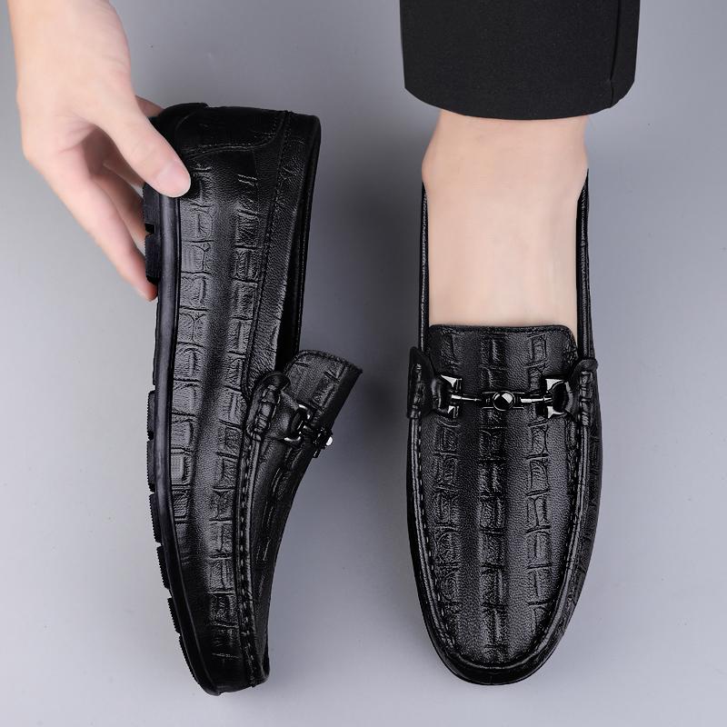 Spring Luxury Brand Shoes Men Classic Genuine Leather Mens Slip-On Driving Shoes Pattern Casual Office Shoes