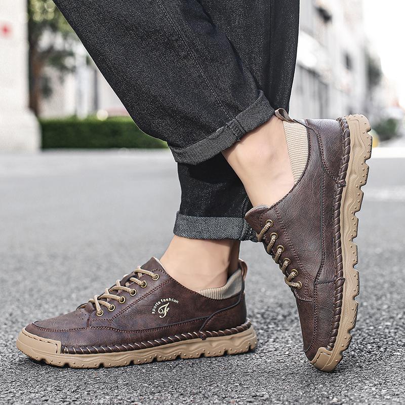 Fashion Brand Outdoor Men Multi Functional Lace Comfortable Sports Leisure Leather Shoes Spring Fashion Breathable Leisure Leather Shoes