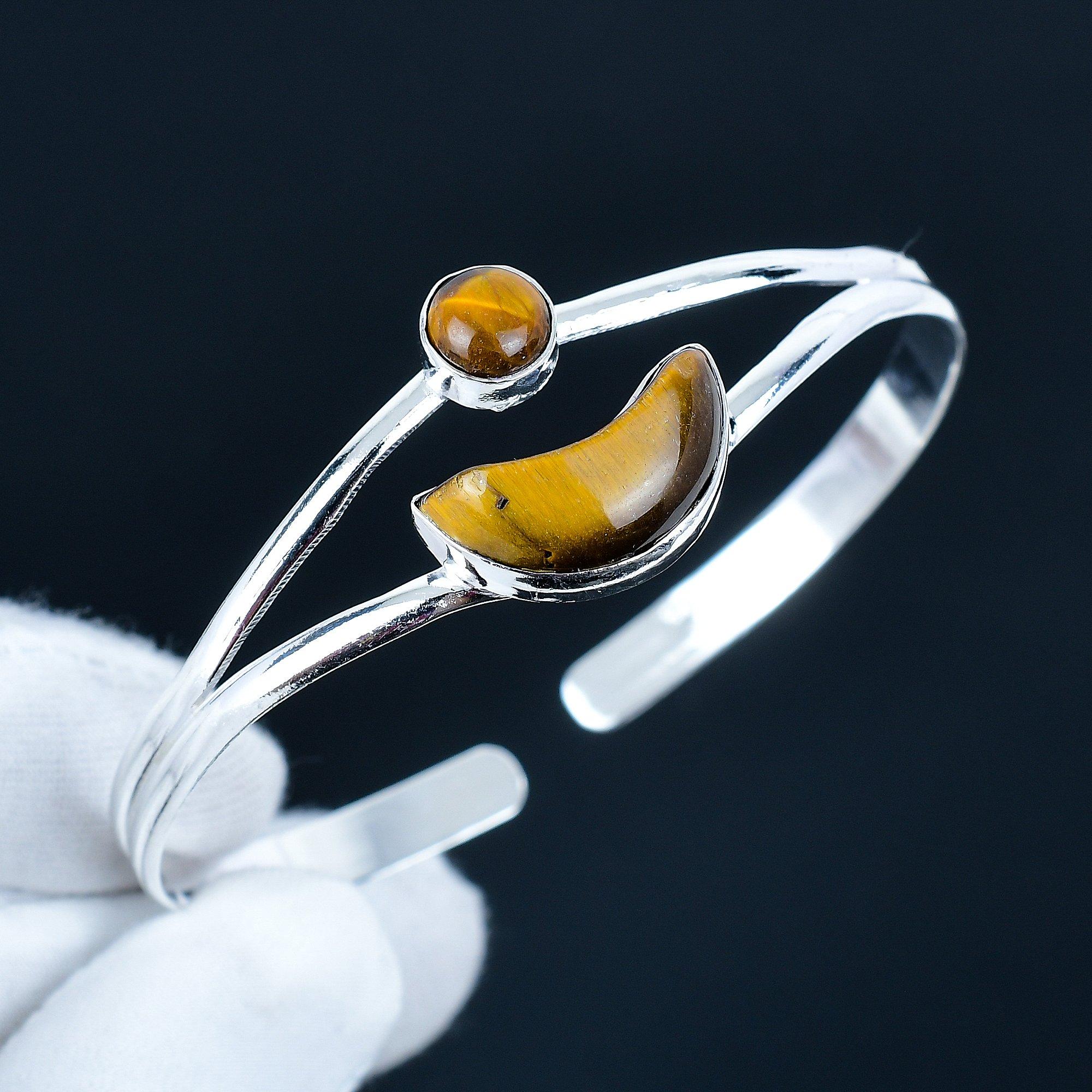 

Красивый браслет-манжета ручной работы из драгоценного камня Тигровый глаз, браслет-манжета из стерлингового серебра 925 пробы, браслет с тигровым глазом для жены, браслет унисекс, подарок для него 7 коричневый