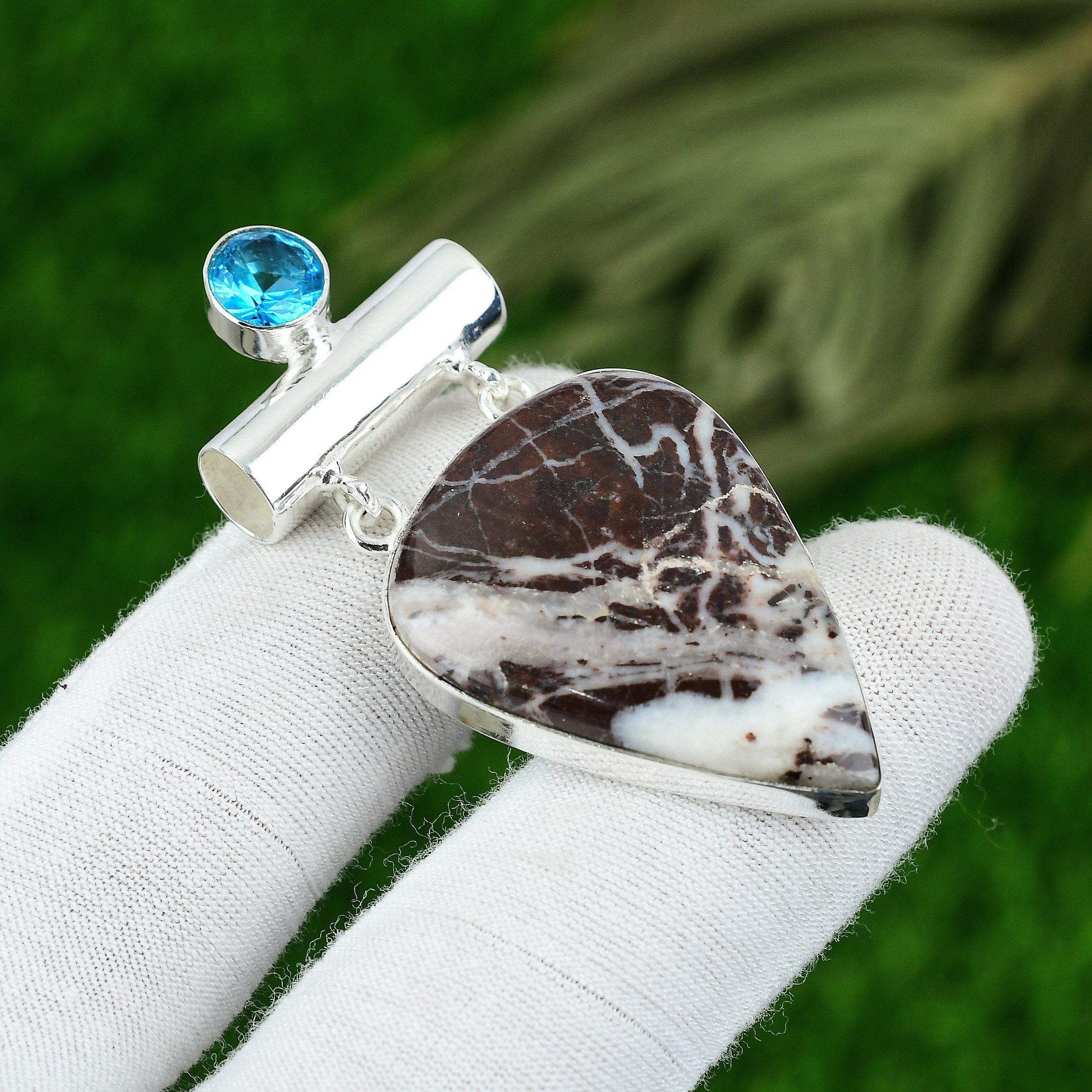 

Gift For Her 925 Sterling Silver Natural Coconut Jasper Gemstone Jewelry Pendant