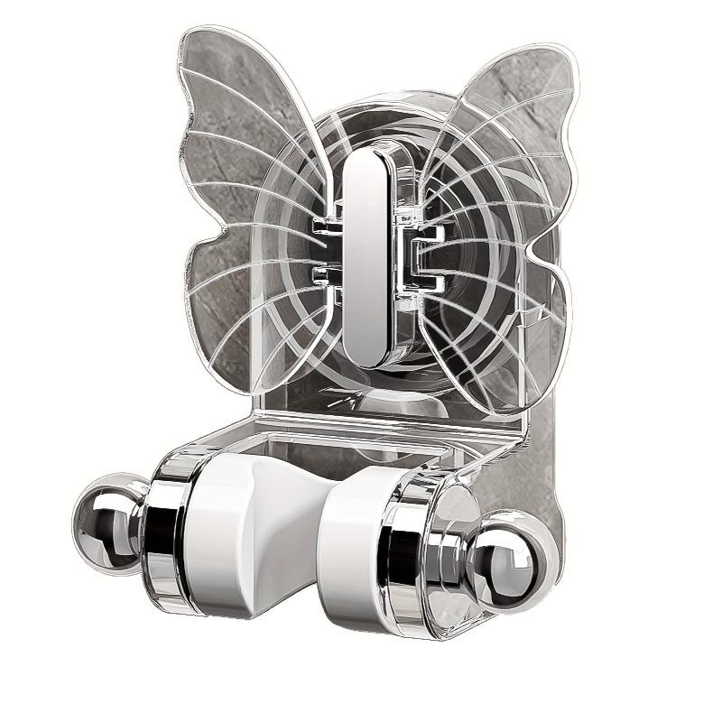 [Adjustable Gray Shower Head Holder] Adjustable Shower Head Bracket with Butterfly Design, Wall-mounted Shower Holder, Bathroom Storage Organizer
