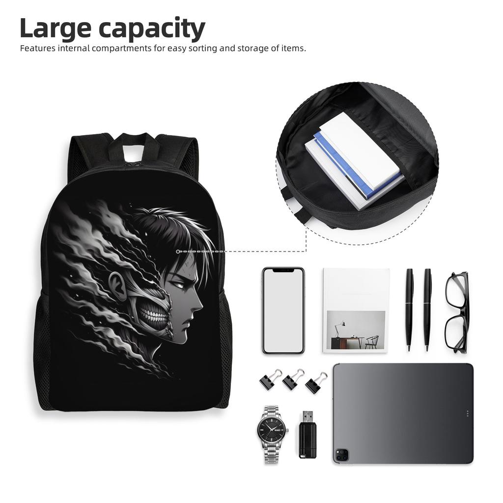 3D Printing Attack On Titans Backpack for Boys Girls Manga School College Travel Bags Women Men Bookbag Fits 15 Inch Laptop