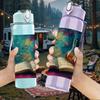 1PC Magic Book Potion Science Art Print 750ml Color Plastic Sports Water Bottle Leakproof Flip Straw Lid Suitable for Sports Office Home Use