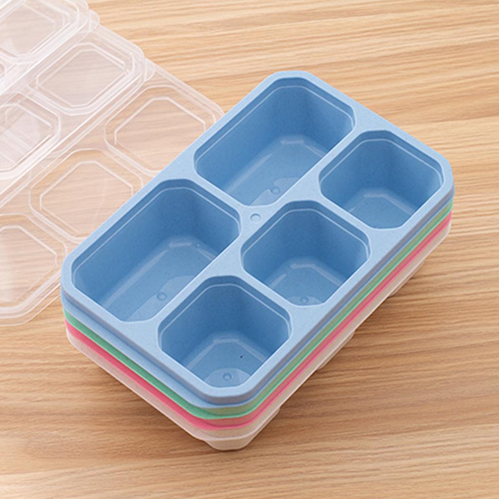 Microwavable Plastic Student Lunch Box, Rectangular 5-Compartment Bento Box, Multi-Size Meal Prep Container, 4 Color Set