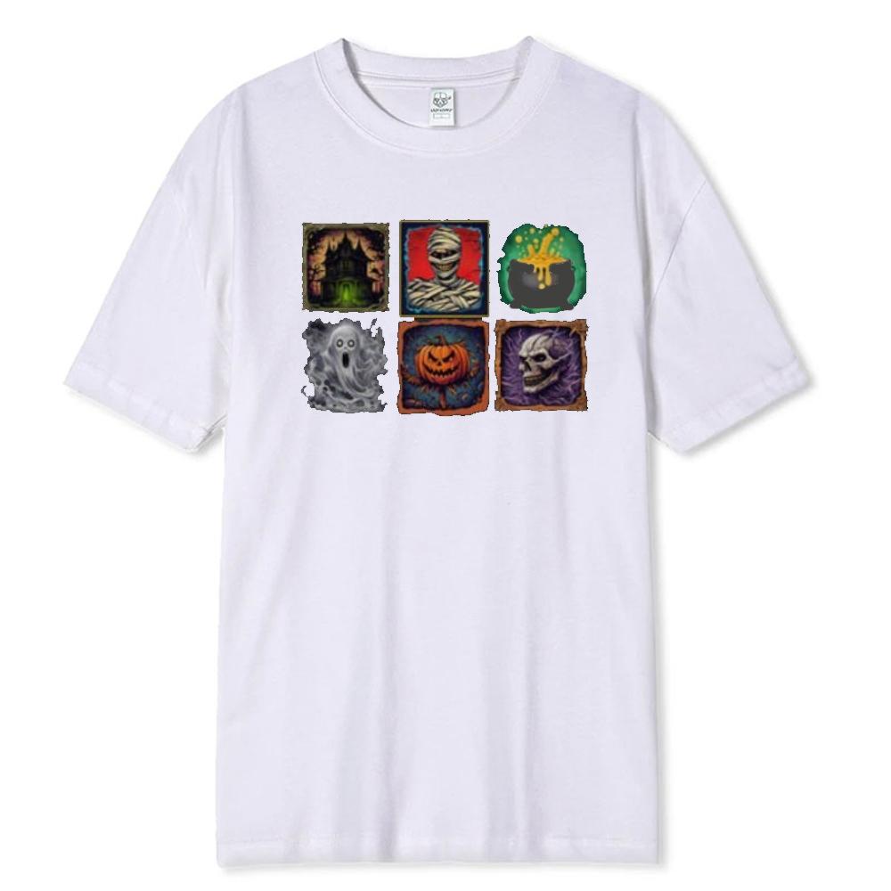 Demonic Halloween Graphic Tee Spooky Gothic Skeleton Shirt Horror Movie Vintage Tshirt Soft Cotton Unisex Streetwear Costume