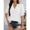 IHUASU Women's Fashion Casual V-Neck Short Sleeve Blouses & Shirts