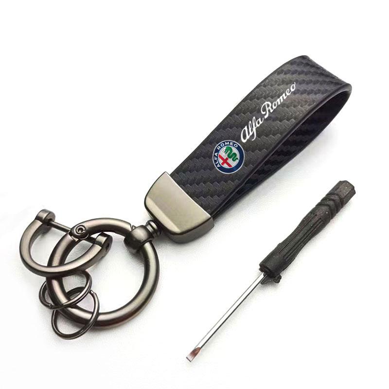 Car Leather Keychain Key Ring Holder Key Strap Wallet Gifts For Alfa Romeo Giulia Stelvio Giulietta 159 147 156 166 Accessories