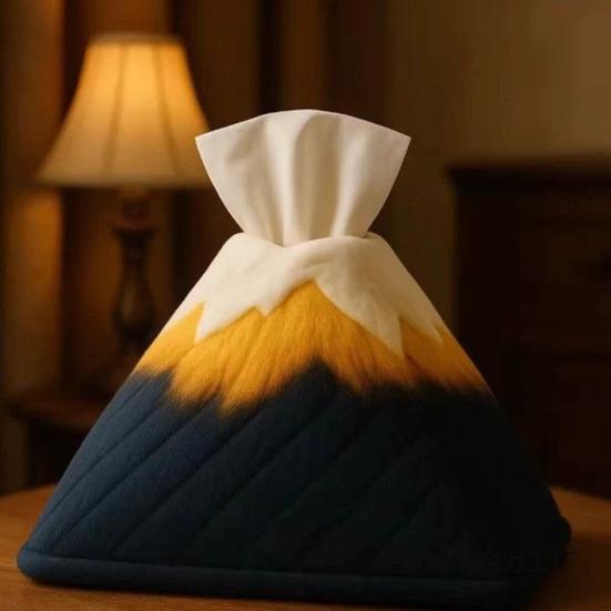 Tissue Box, Mountain Design, Soft Plush Storage Organizer, Multi-Purpose Foldable Tissue Holder for Home Office Car