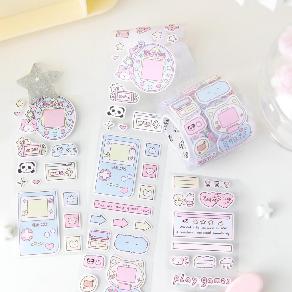 1 Roll Cute Cartoon Die-cut Tape Toploader Deco Stickers DIY Scrapbooking Journaling Decorative Collage Stickers Tape