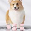 4Pcs Summer Cooling Dog Boots for Night Walks Breathable Mesh Dog Shoes with Reflective Straps & Soft Sole for Paw Protection