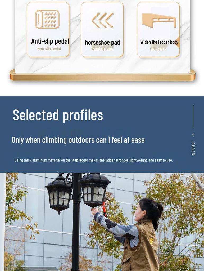 4m Aluminum Alloy A-Frame Ladder: Thickened, Non-Extendable, Foldable Household and Engineering Use