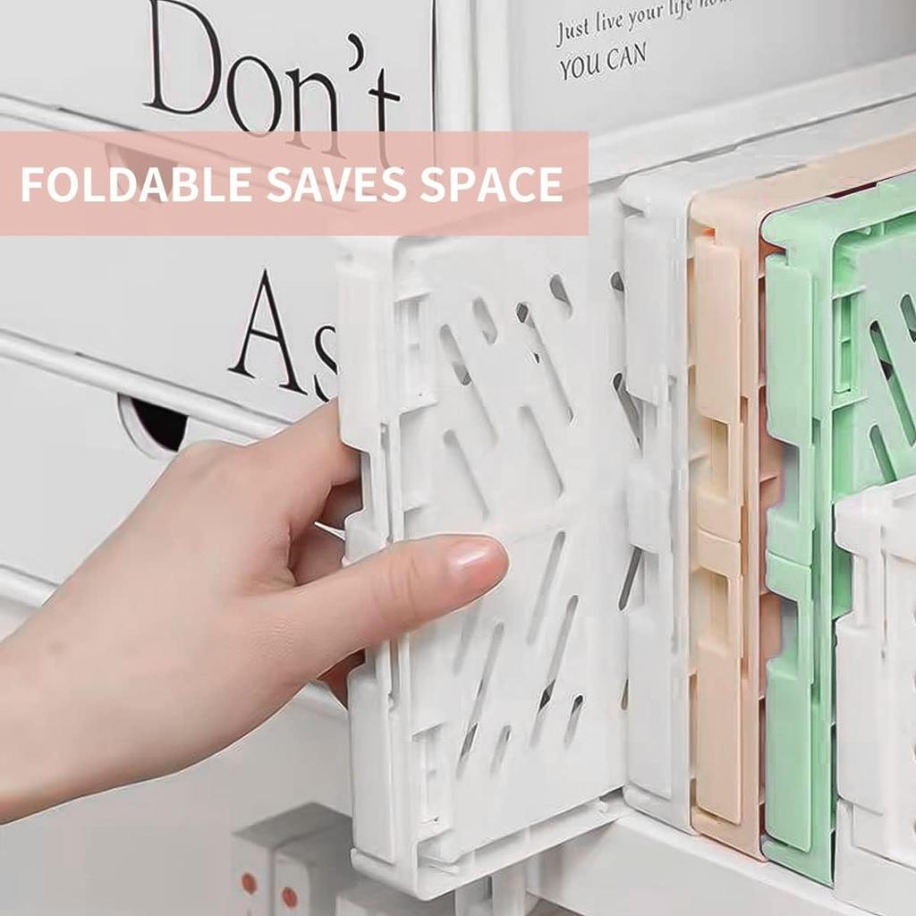 3 Pack Mini Plastic Storage Basket for Shelf Organizing,Collapsible Crate Folding Storage Bin for Desk Organizer Stackable Containers for Home