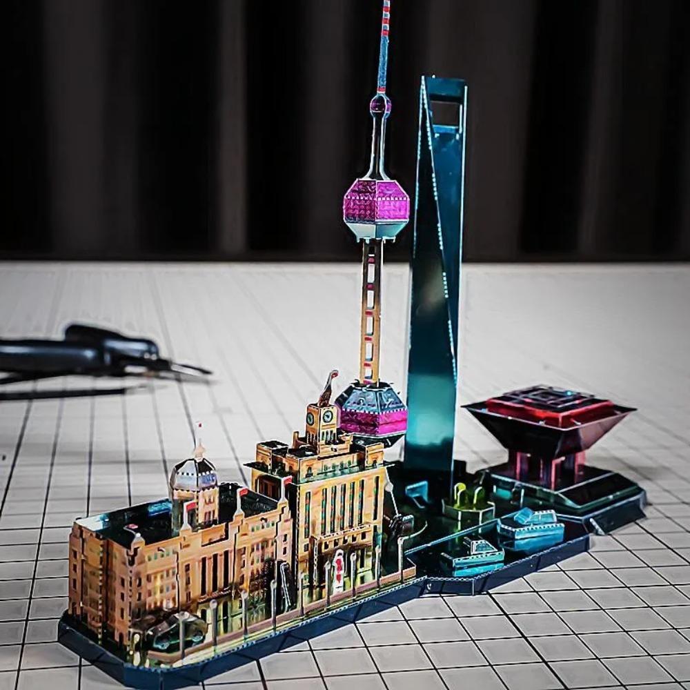 World Style City Skyline Architecture Street View 3D Metal Puzzle Paris Venice San Francisco Shanghai DIY Assembled Model Kits