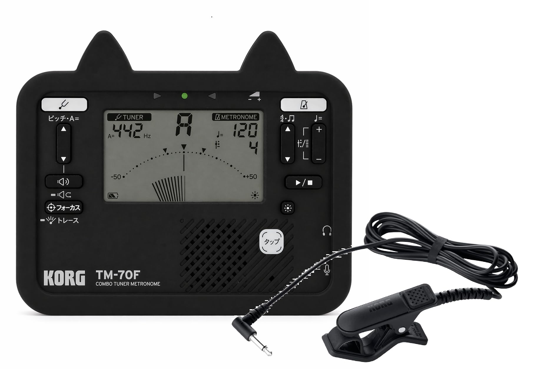 Korg 3-Piece Tuner and Metronome Set TM-70F BK Microphone CM-400 BK Otomatope Cover Black Nyan Nyan