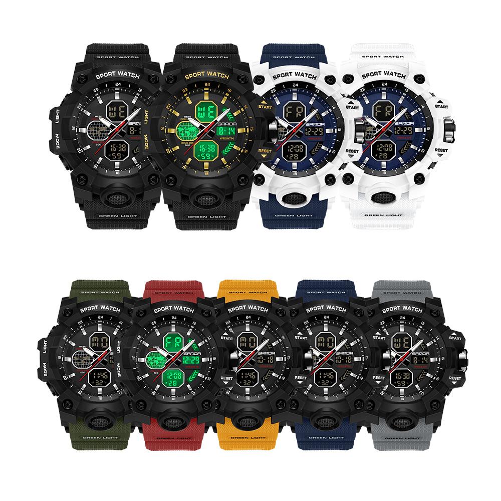 SANDA Top Luxury Watches Men Military Army Mens Watch Waterproof Sport Wristwatch Dual Display Watch Male Relogio Masculino