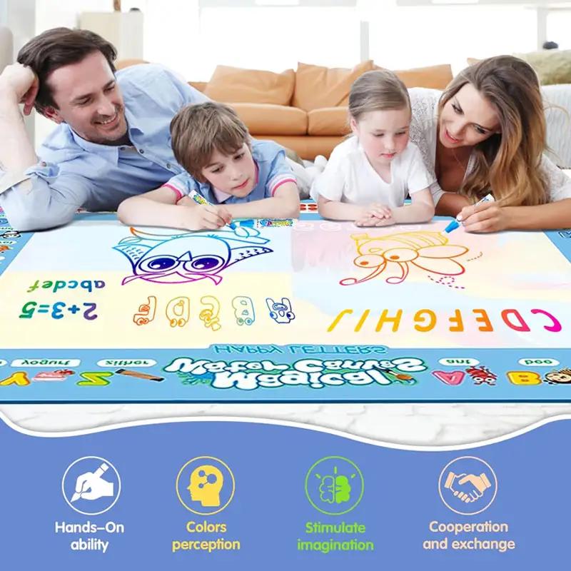 Magic Water Canvas With Pens Reusable Magic Water Drawing Mat For Children Montessori Educational Toys For Kids Christmas Gift