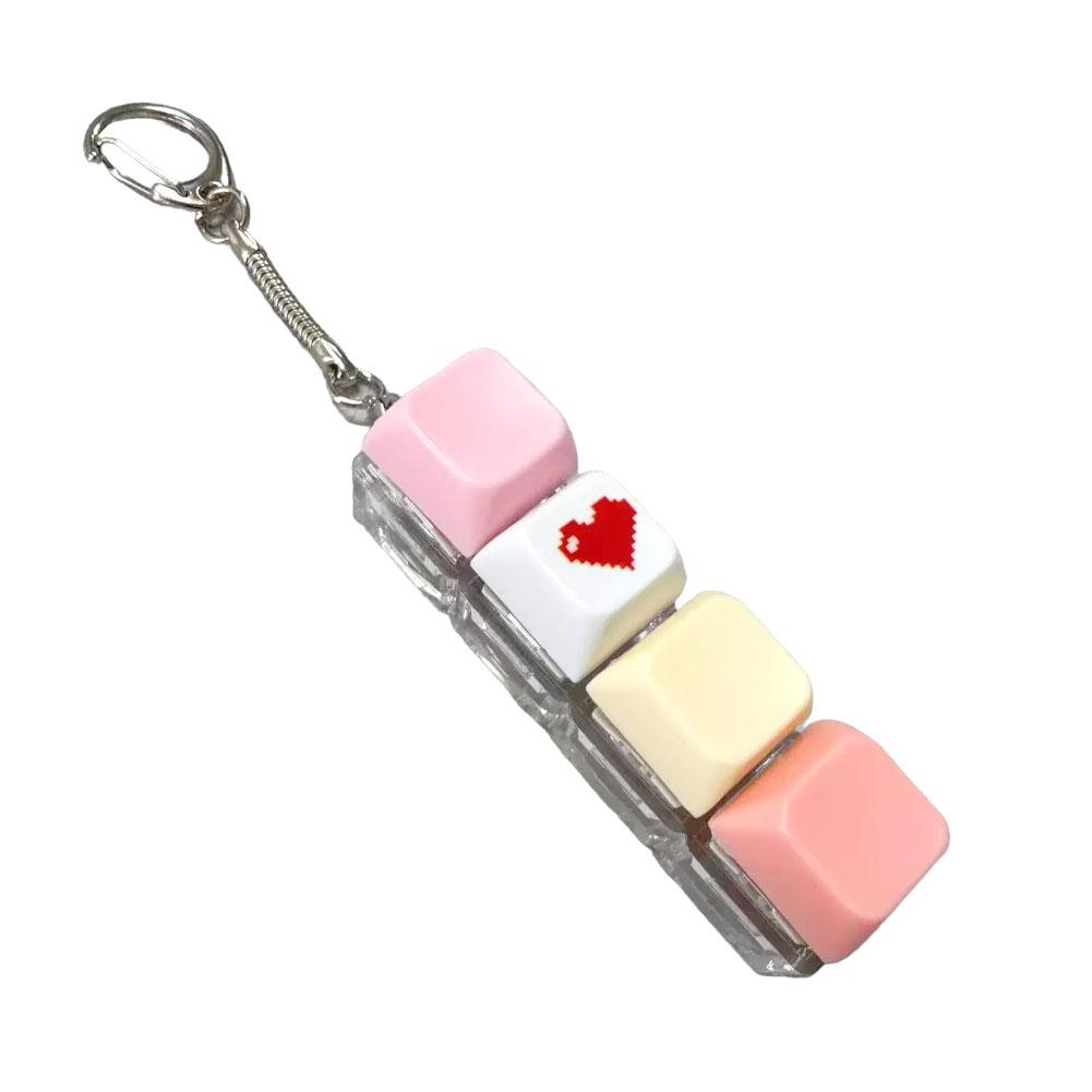 

Relaxing 4 Keys Fidget Keychain Key Button Stress Relief Clicker Toy Pendant Keycap Pass The Time Finger Keyboard Cap for Adult
