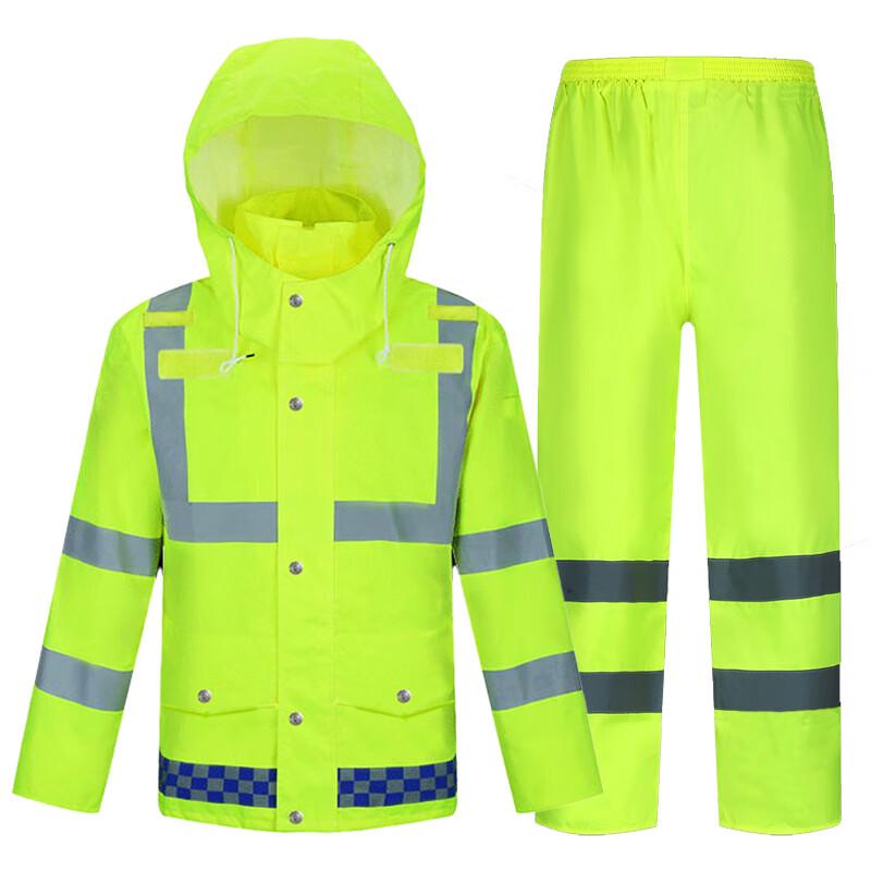 Fluorescent Green Reflective Oxford Rain Suit