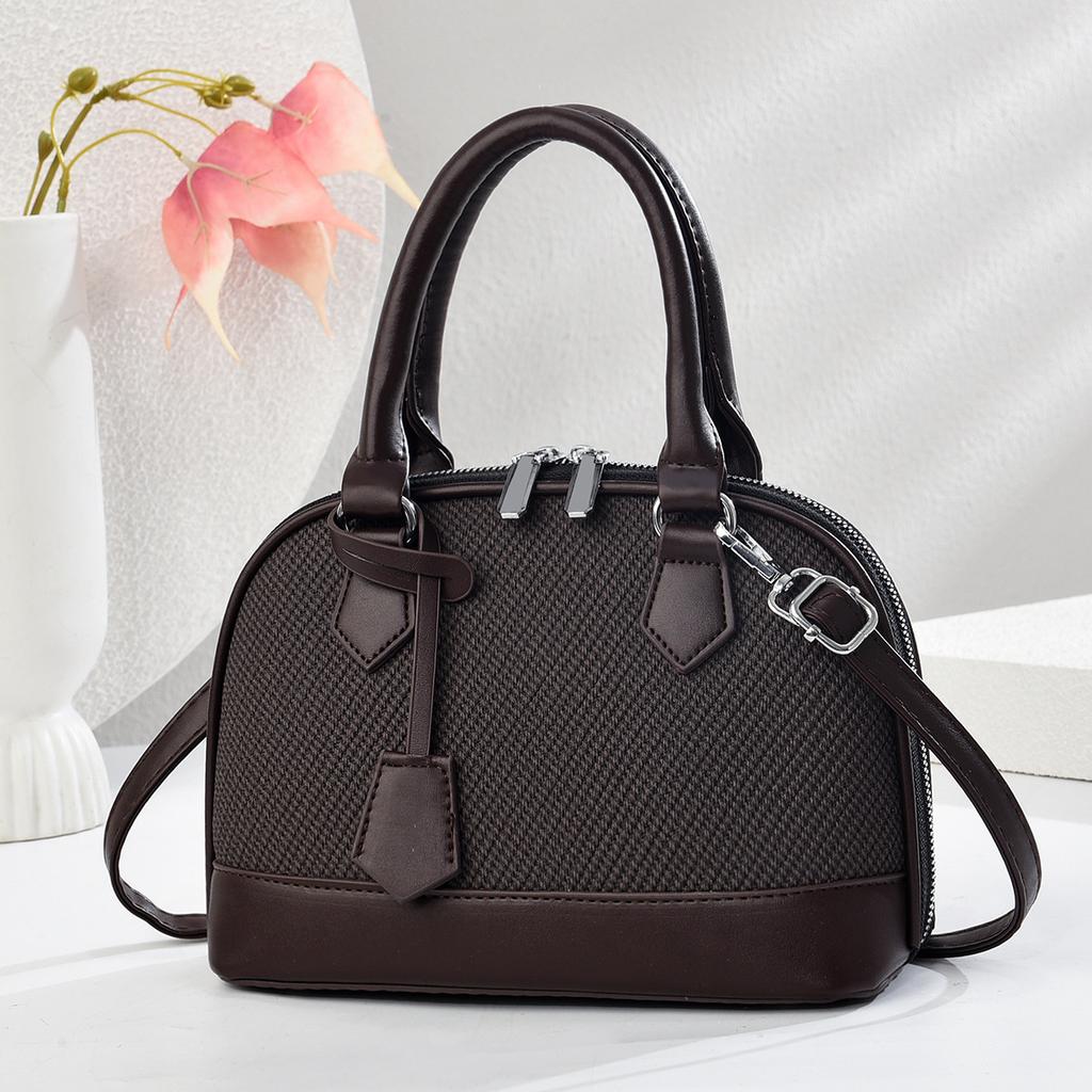New High Appearance Level Patchwork Macaron Handbag Canvas Texture Simple Fashion Shoulder Bag All-match Women's Bag