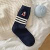 Ladies Autumn Winter Thickened Cartoon Embroidered Striped Cloth Logo Dachshund Wool Mid Tube Socks