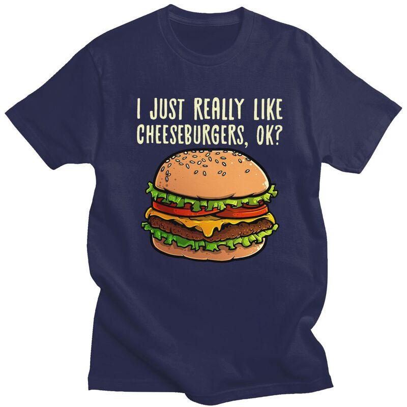 Fashion Funny Cheeseburger Hamburger Design T Shirts Unisex Burger Lover Tshirt Streetwear Casual Tee Loose Oversized Clothes