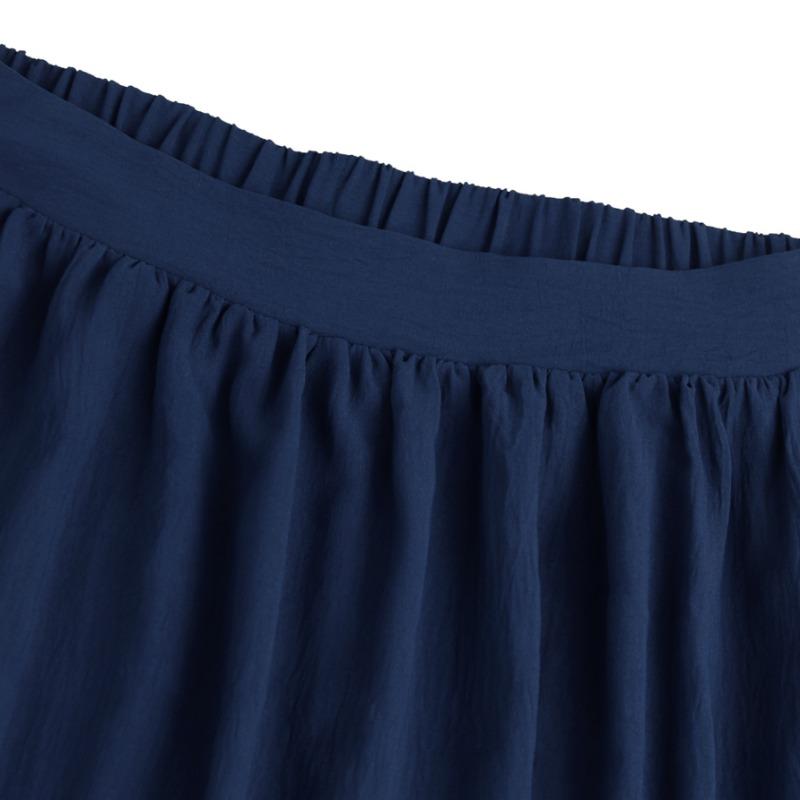 High-waisted Half Skirt, Spring and Autumn Solid-color Pleated Waisted Chiffon Long Skirt