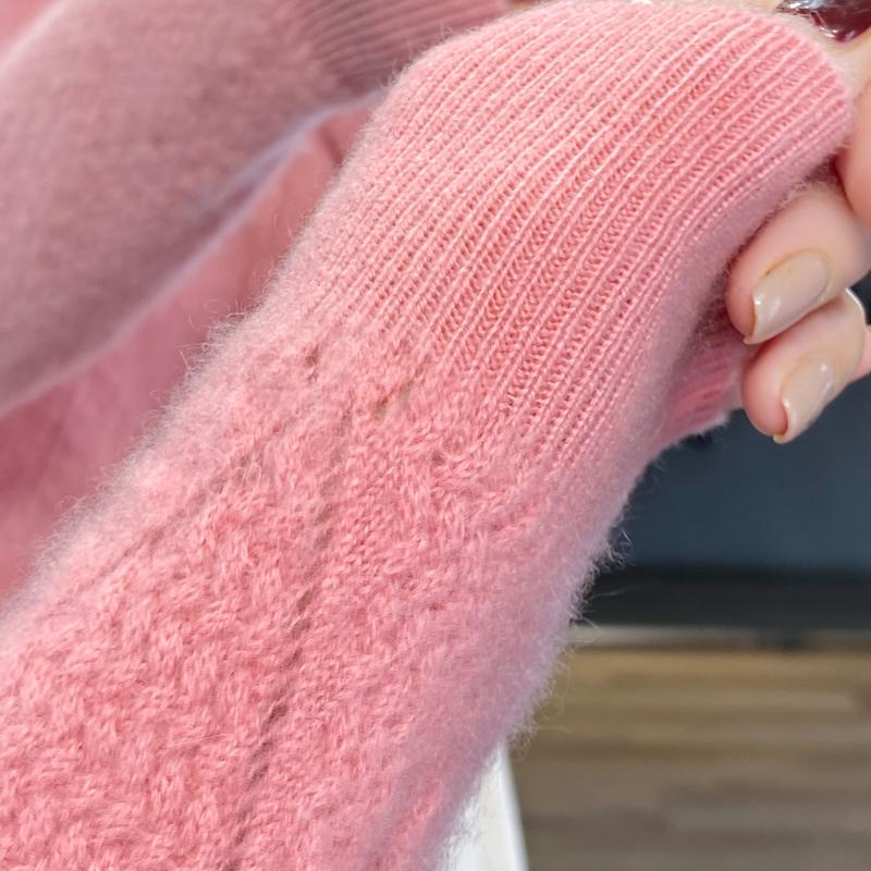 Women's Round Neck Sweater, Qinghe Cashmere, 30% Cashmere 70% Wool, Winter Knitted Pullover Autumn Sweater Cashmere Sweater