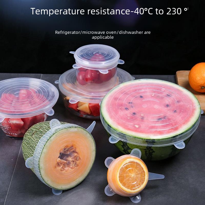 Huse elastice din silicon pentru boluri, format din 6 piese: Set de folii multifuncționale pentru păstrarea prospețimii