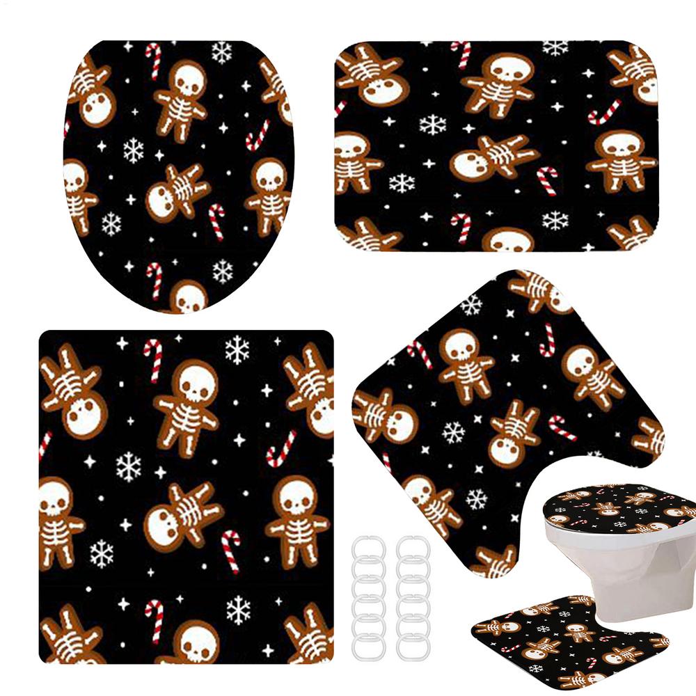 

Хэллоуин Набор для ванной Хэллоуин Черный Страшный Набор штор для душа Для декора ванной с нескользящими ковриками Машинная стирка Праздничный