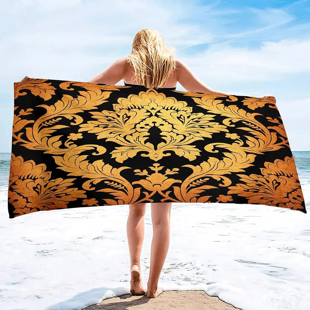 Botanical Floral Beach Towel Microfiber Vintage Flower Bath Towel for Sport Swim Quick Dry Kitchen Hand Towels Bikini Cover Up