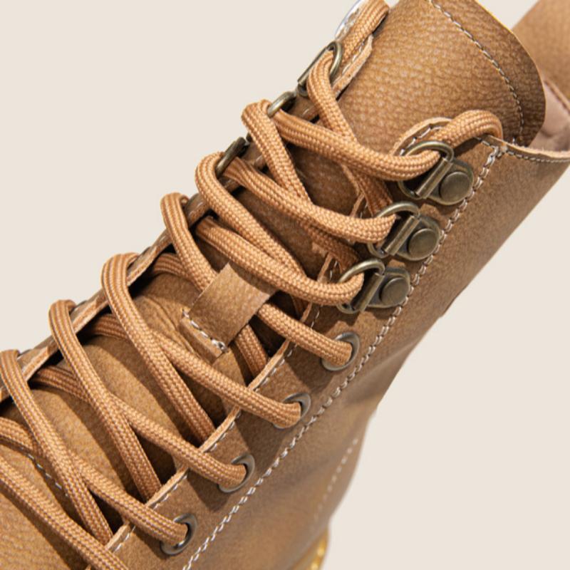 Новые женские кожаные короткие ботинки на платформе в британском стиле — фото 12