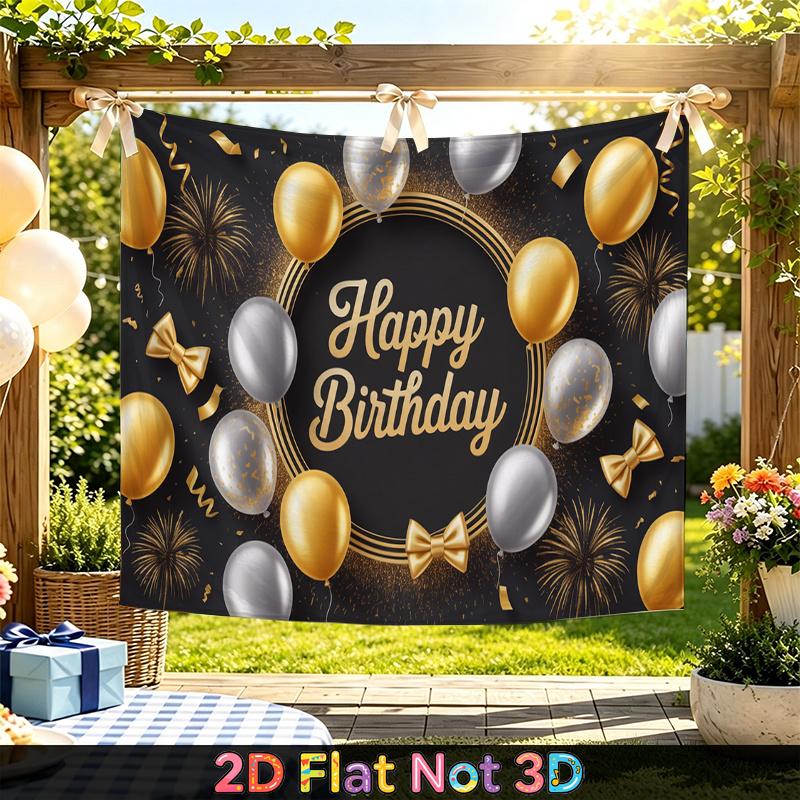 Party Backdrop Happy Birthday Birthday Fireworks Confetti Bow Photo Booth Background Front Door Decor