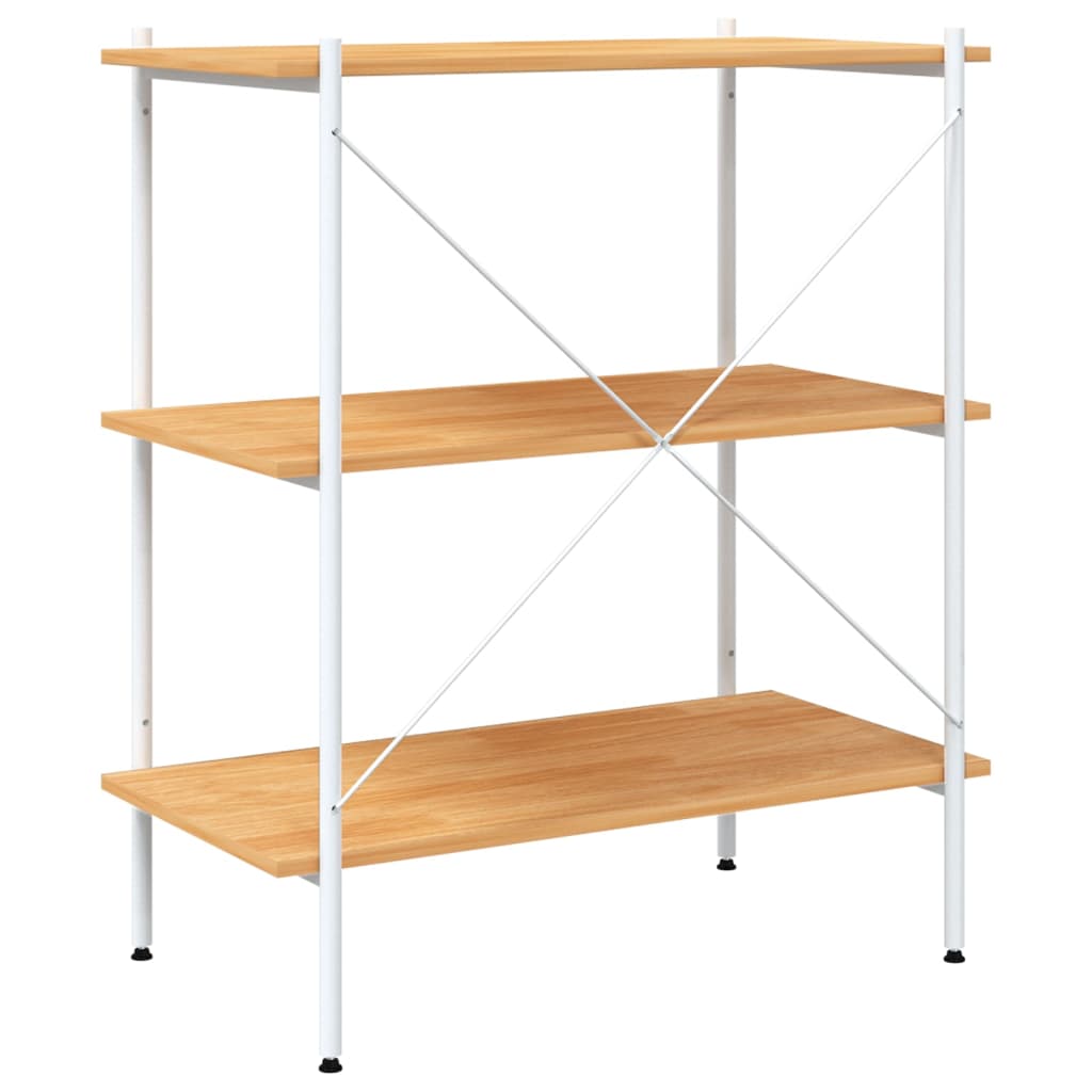 Vidaxl 3-Tier Shelf, White and Oak Wood, 80X40X92 Cm