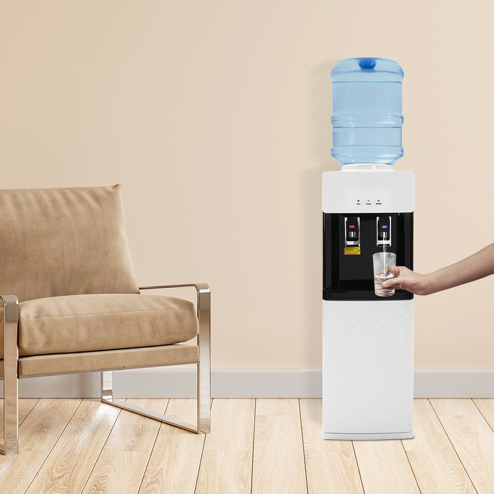 PP Water Cooler Dispenser,White Rectangular Standing Hot& Cold Water Dispenser 29*30.5*94cm for Home and Commercial Places bianco